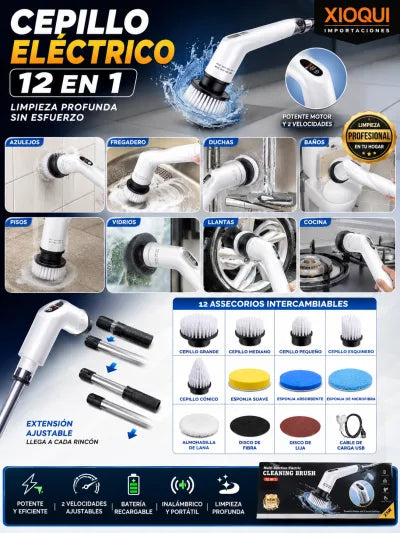 CEPILLO ELÉCTRICO 12 EN 1 RECARGABLE