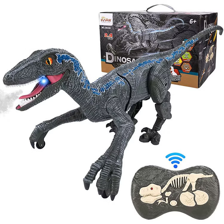 VELOCIRAPTOR CON CONTROL REMOTO / BOTA HUMO / MUSICAL